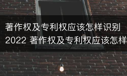 著作权及专利权应该怎样识别2022 著作权及专利权应该怎样识别2022年年度