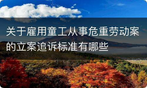 关于雇用童工从事危重劳动案的立案追诉标准有哪些