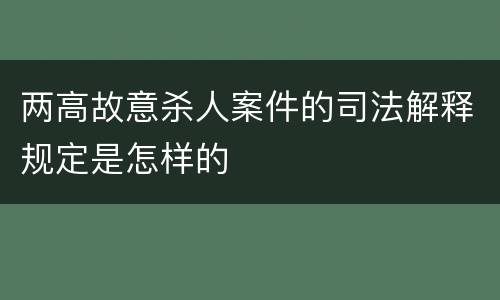 两高故意杀人案件的司法解释规定是怎样的