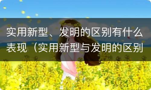 实用新型、发明的区别有什么表现（实用新型与发明的区别有哪些）