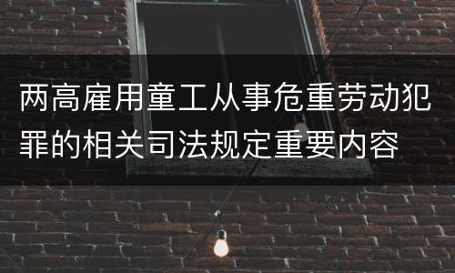 两高雇用童工从事危重劳动犯罪的相关司法规定重要内容