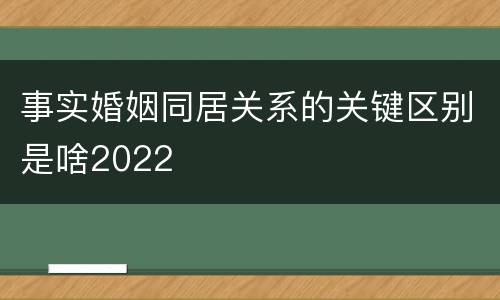 事实婚姻同居关系的关键区别是啥2022