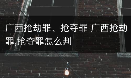 广西抢劫罪、抢夺罪 广西抢劫罪,抢夺罪怎么判