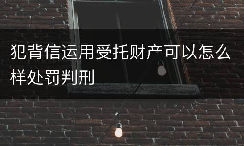 犯背信运用受托财产可以怎么样处罚判刑