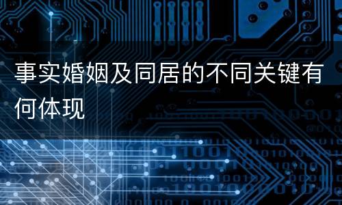 事实婚姻及同居的不同关键有何体现