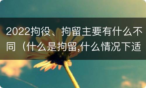 2022拘役、拘留主要有什么不同（什么是拘留,什么情况下适用拘留）