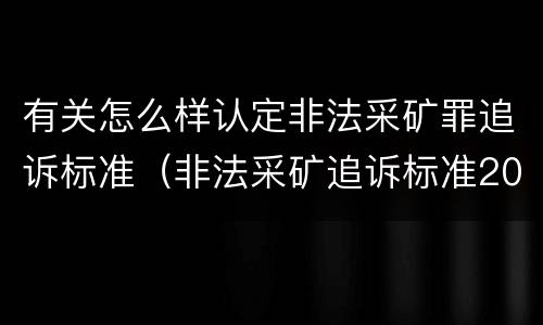 有关怎么样认定非法采矿罪追诉标准（非法采矿追诉标准2012）