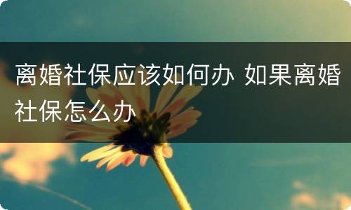 离婚社保应该如何办 如果离婚社保怎么办