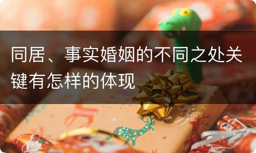 同居、事实婚姻的不同之处关键有怎样的体现