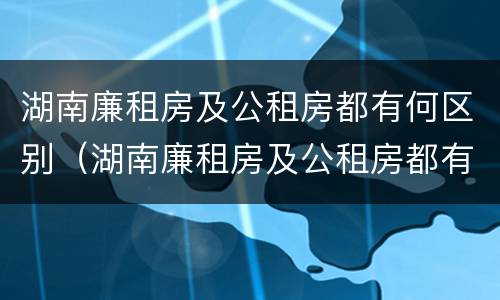 湖南廉租房及公租房都有何区别（湖南廉租房及公租房都有何区别呢）