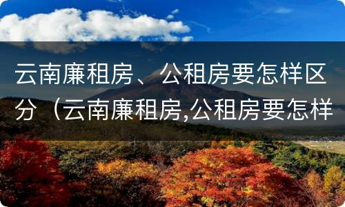 云南廉租房、公租房要怎样区分（云南廉租房,公租房要怎样区分呢）