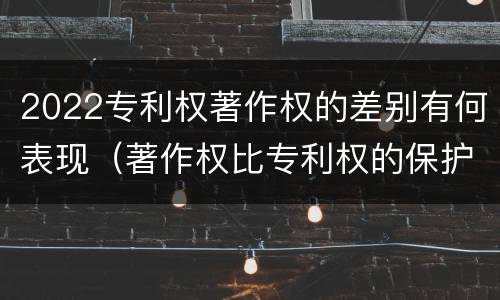 2022专利权著作权的差别有何表现（著作权比专利权的保护程度低）