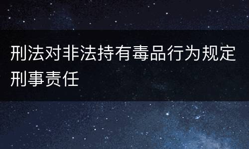 刑法对非法持有毒品行为规定刑事责任