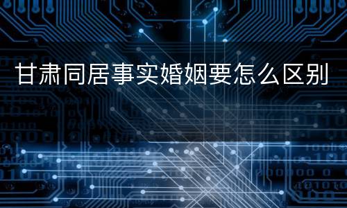 甘肃同居事实婚姻要怎么区别