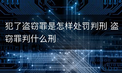 犯了盗窃罪是怎样处罚判刑 盗窃罪判什么刑