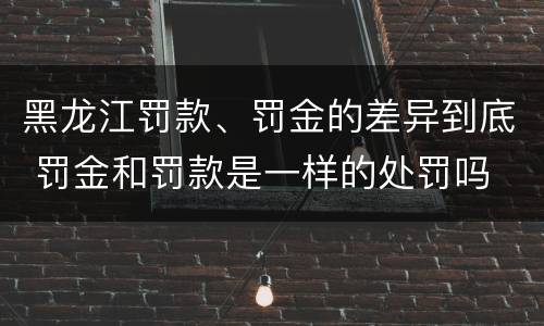 黑龙江罚款、罚金的差异到底 罚金和罚款是一样的处罚吗