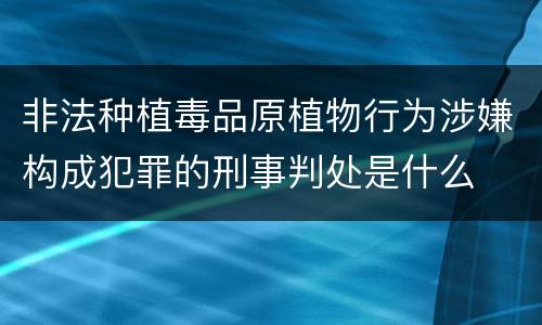 非法种植毒品原植物行为涉嫌构成犯罪的刑事判处是什么