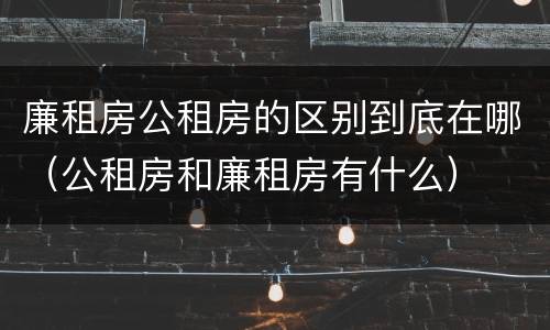 廉租房公租房的区别到底在哪（公租房和廉租房有什么）
