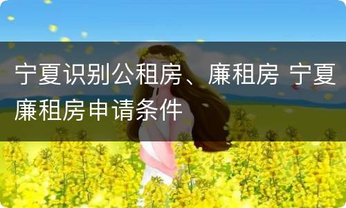 宁夏识别公租房、廉租房 宁夏廉租房申请条件