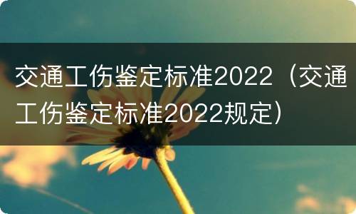 交通工伤鉴定标准2022（交通工伤鉴定标准2022规定）