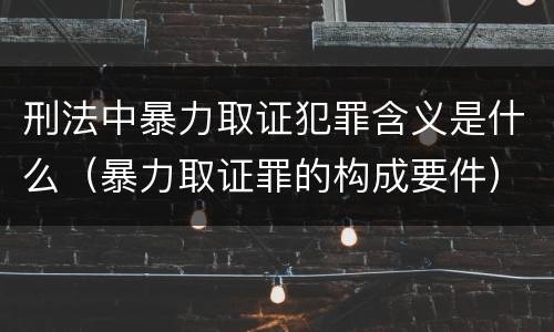 刑法中暴力取证犯罪含义是什么（暴力取证罪的构成要件）
