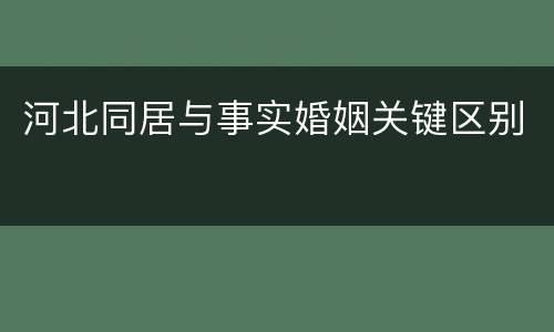 河北同居与事实婚姻关键区别