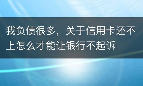 我负债很多，关于信用卡还不上怎么才能让银行不起诉