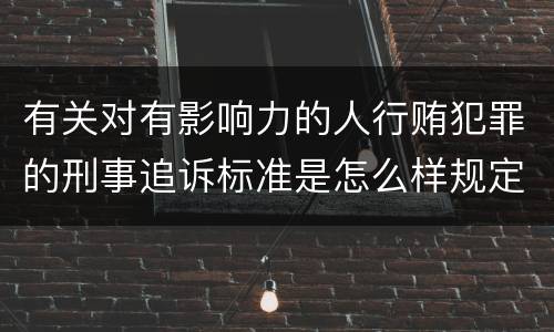 有关对有影响力的人行贿犯罪的刑事追诉标准是怎么样规定