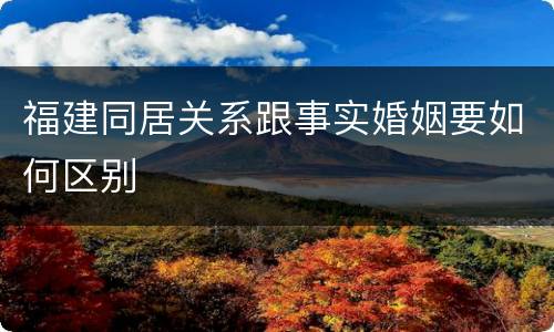福建同居关系跟事实婚姻要如何区别