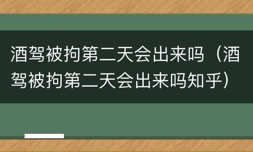 酒驾被拘第二天会出来吗（酒驾被拘第二天会出来吗知乎）