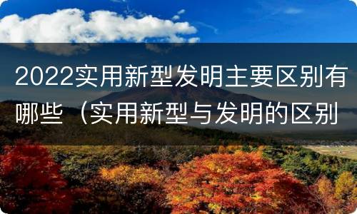 2022实用新型发明主要区别有哪些（实用新型与发明的区别有哪些）