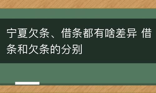 宁夏欠条、借条都有啥差异 借条和欠条的分别