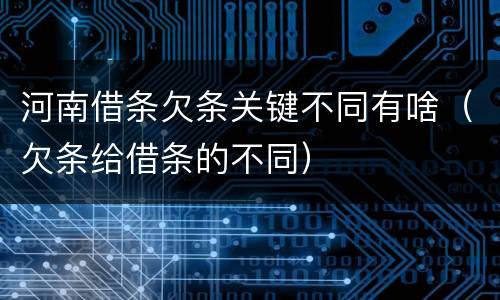 河南借条欠条关键不同有啥（欠条给借条的不同）