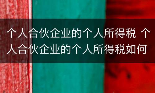 个人合伙企业的个人所得税 个人合伙企业的个人所得税如何缴纳