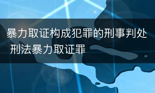 暴力取证构成犯罪的刑事判处 刑法暴力取证罪
