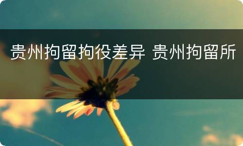 贵州拘留拘役差异 贵州拘留所