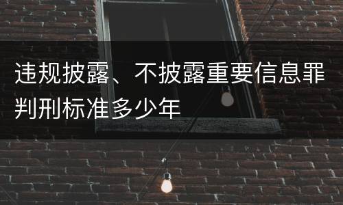 违规披露、不披露重要信息罪判刑标准多少年