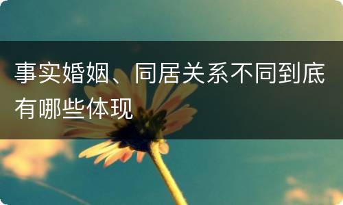 事实婚姻、同居关系不同到底有哪些体现