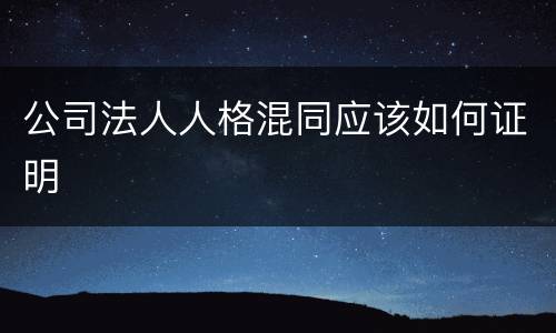 公司法人人格混同应该如何证明