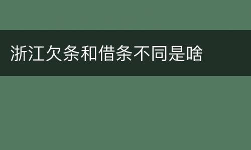 浙江欠条和借条不同是啥