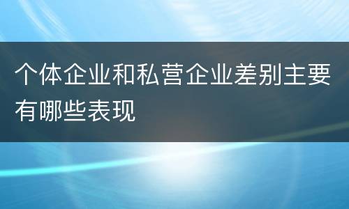 个体企业和私营企业差别主要有哪些表现