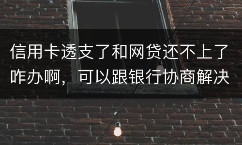 信用卡透支了和网贷还不上了咋办啊，可以跟银行协商解决吗