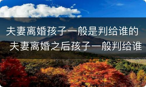 夫妻离婚孩子一般是判给谁的 夫妻离婚之后孩子一般判给谁