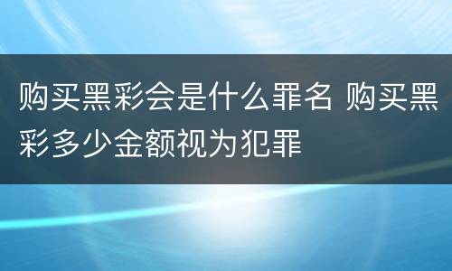 购买黑彩会是什么罪名 购买黑彩多少金额视为犯罪