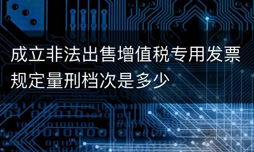 成立非法出售增值税专用发票规定量刑档次是多少