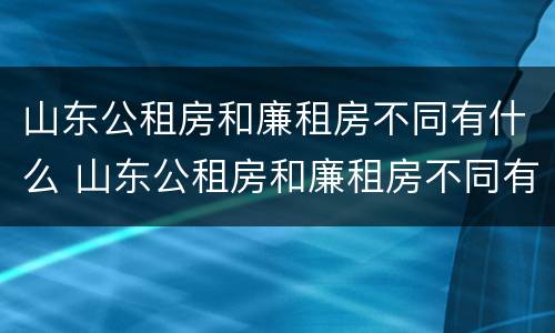 山东公租房和廉租房不同有什么 山东公租房和廉租房不同有什么影响