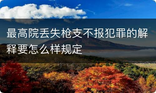 最高院丢失枪支不报犯罪的解释要怎么样规定