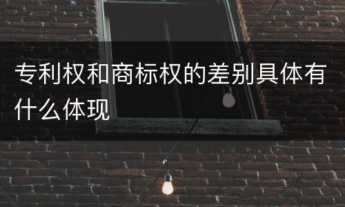 专利权和商标权的差别具体有什么体现