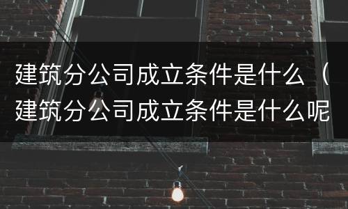 建筑分公司成立条件是什么（建筑分公司成立条件是什么呢）