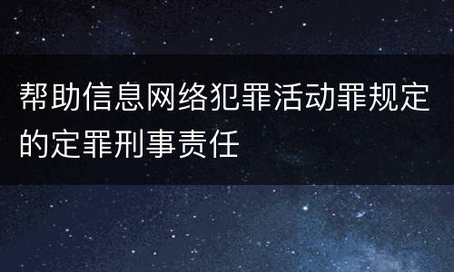 帮助信息网络犯罪活动罪规定的定罪刑事责任